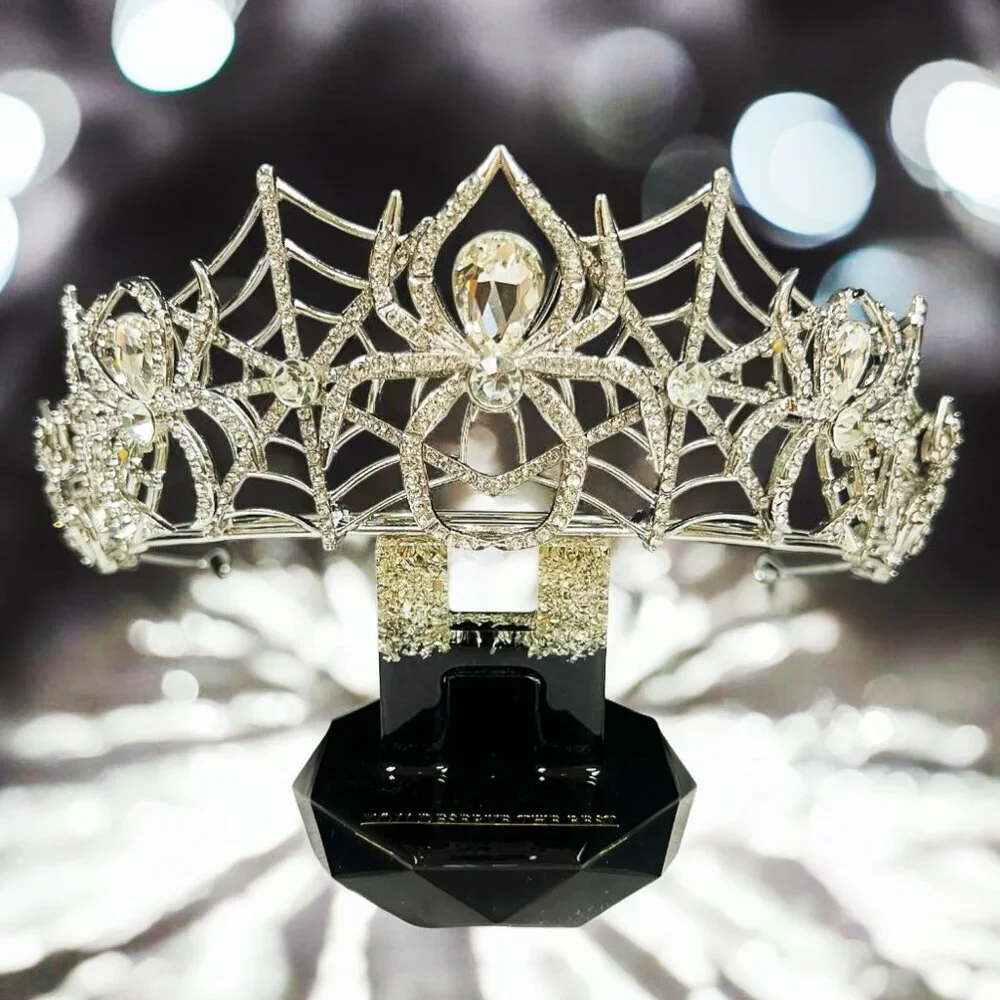 Halloween crown, Cosplay crown, silver spider crown, Gothic wedding headpiece